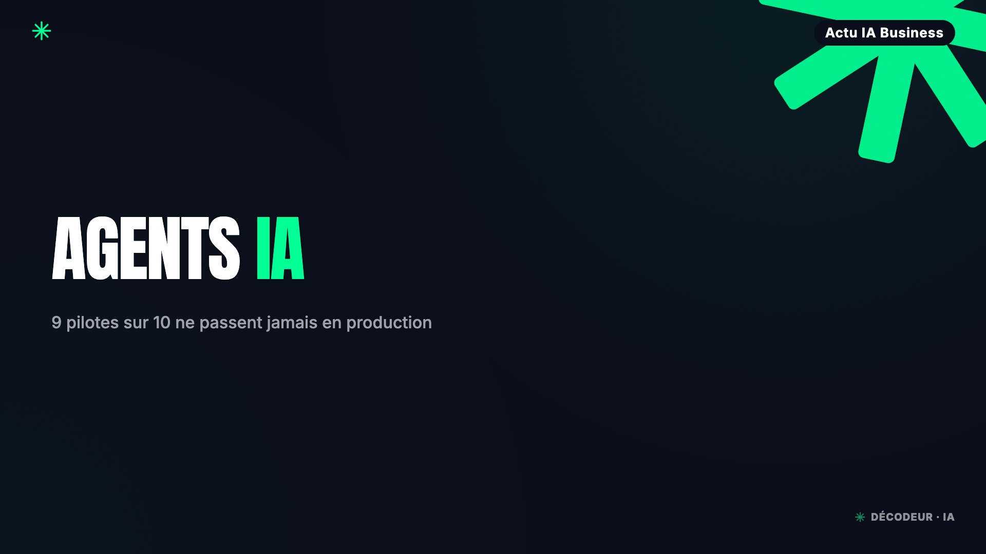 Schéma d'un agent IA bloqué entre la phase pilote et la mise en production