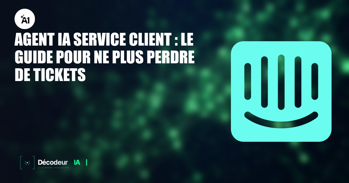 Agent IA service client répondant à des tickets sur un écran de tableau de bord PME