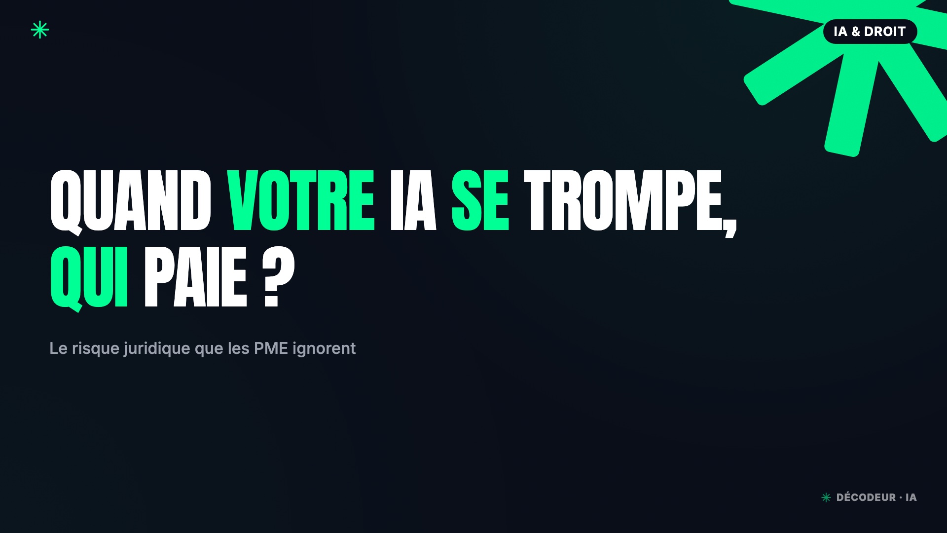 Chatbot d'entreprise affichant une erreur, symbole du risque juridique IA pour les PME