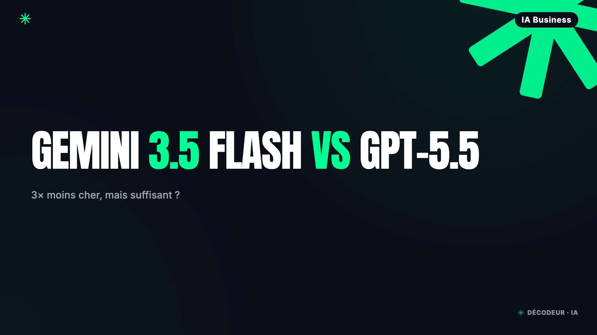 Comparatif visuel entre Gemini 3.5 Flash et GPT-5.5 avec benchmarks et tarifs