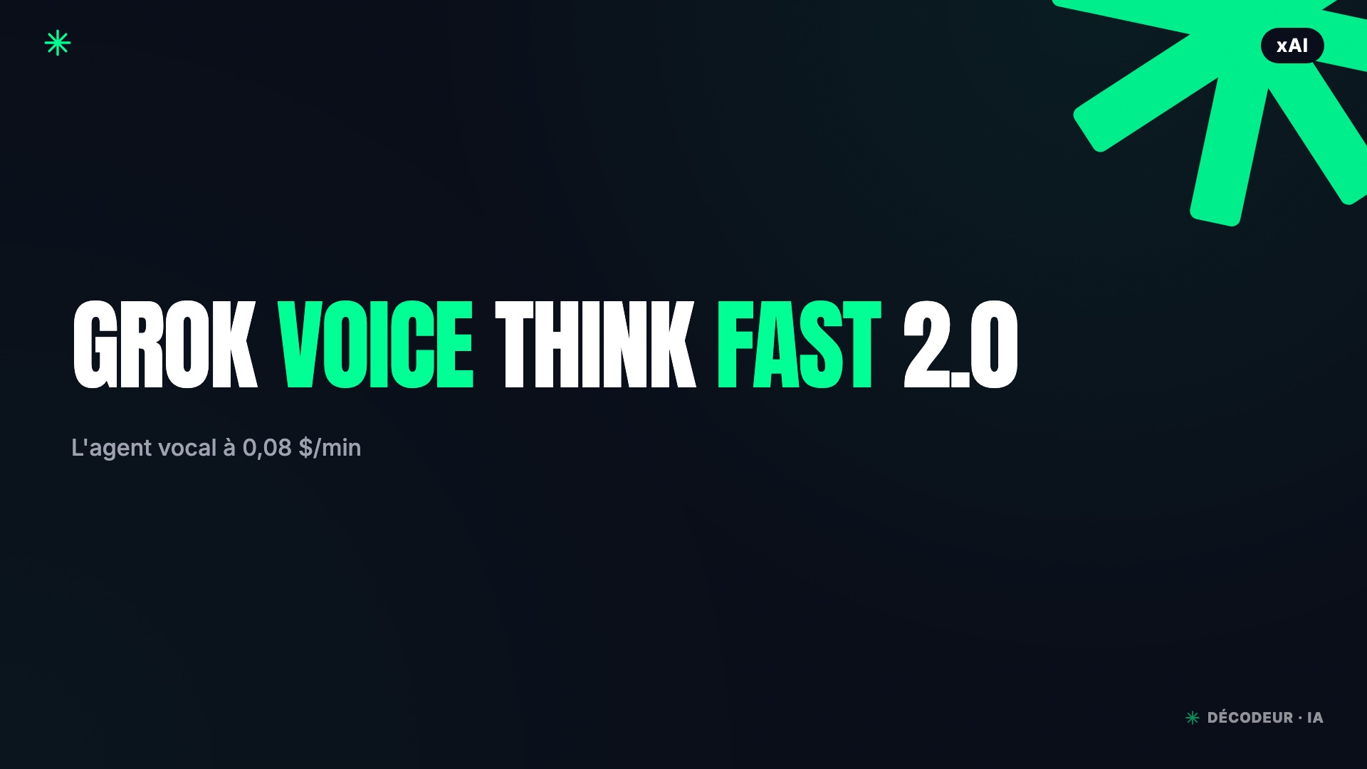 Interface d'un agent vocal IA Grok Voice Think Fast 2.0 en conversation téléphonique