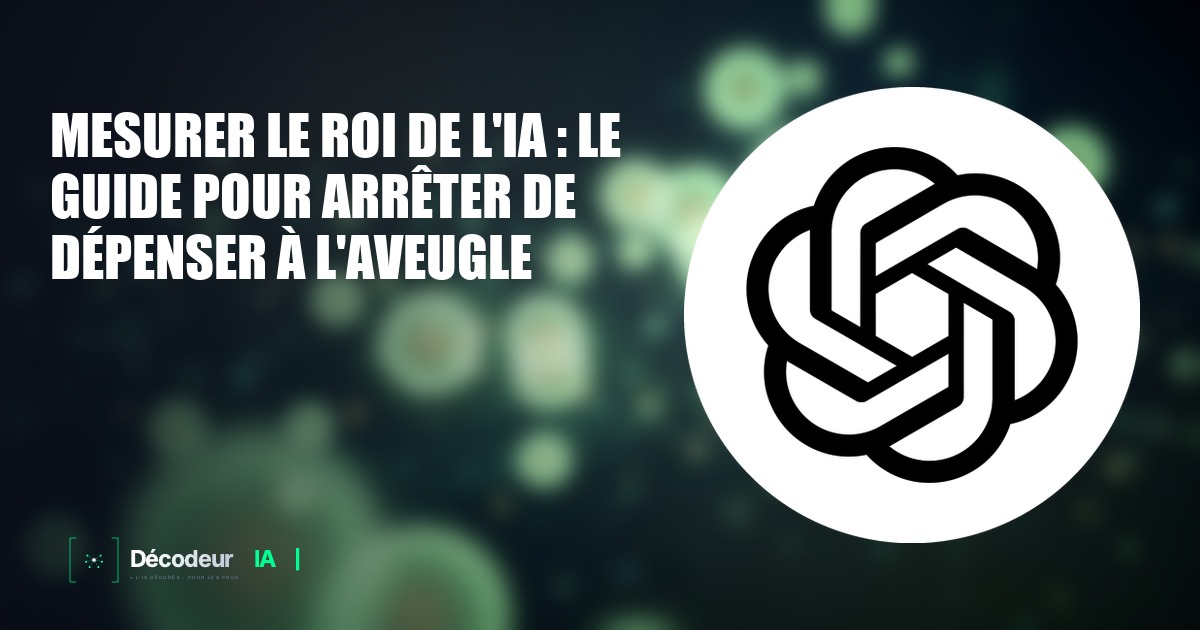 Tableau de bord avec métriques ROI et graphiques de performance IA