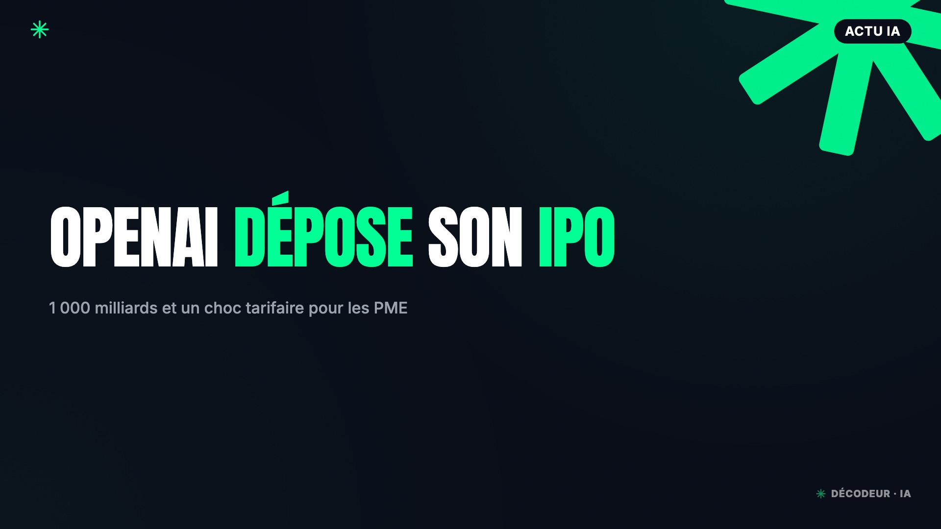 Logo OpenAI projeté devant la façade du New York Stock Exchange, allusion à l'introduction en Bourse prévue en septembre 2026