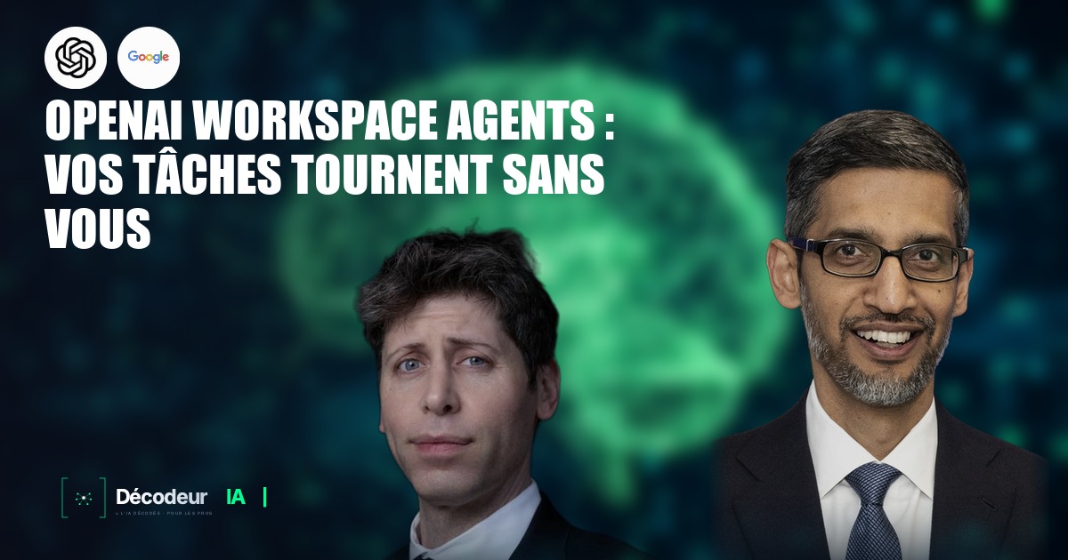 Interface ChatGPT montrant un agent workspace autonome connecté à des applications d'entreprise