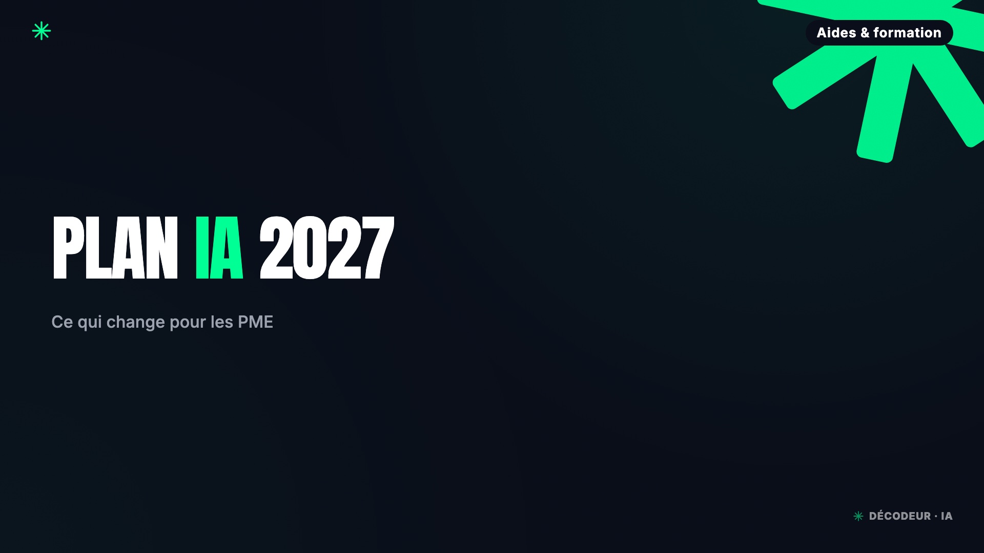 Illustration du plan gouvernemental Impulsion IA 2027 pour la formation des actifs et l'accompagnement des PME