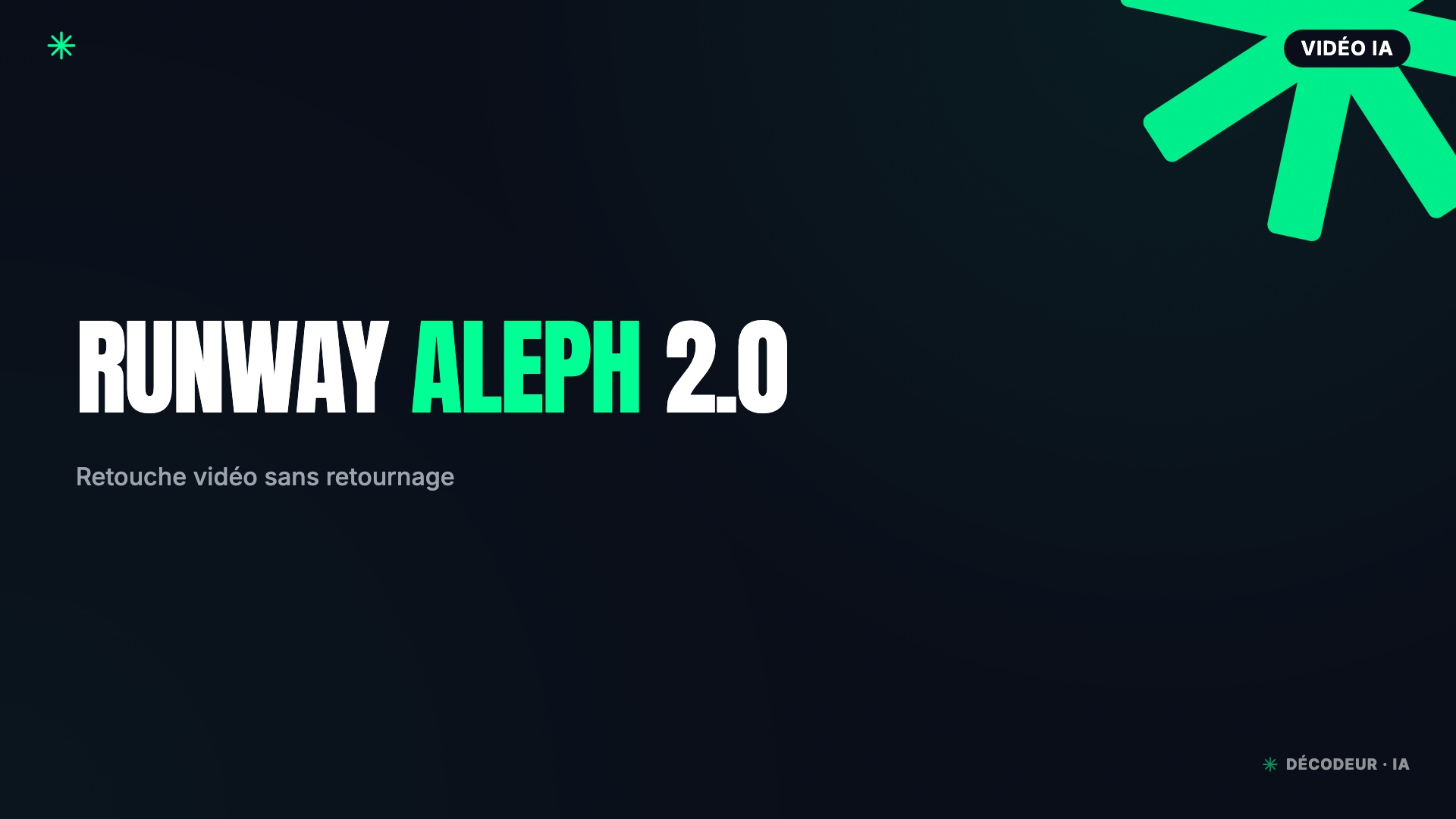 Interface Edit Studio de Runway avec le modèle d'édition vidéo Aleph 2.0