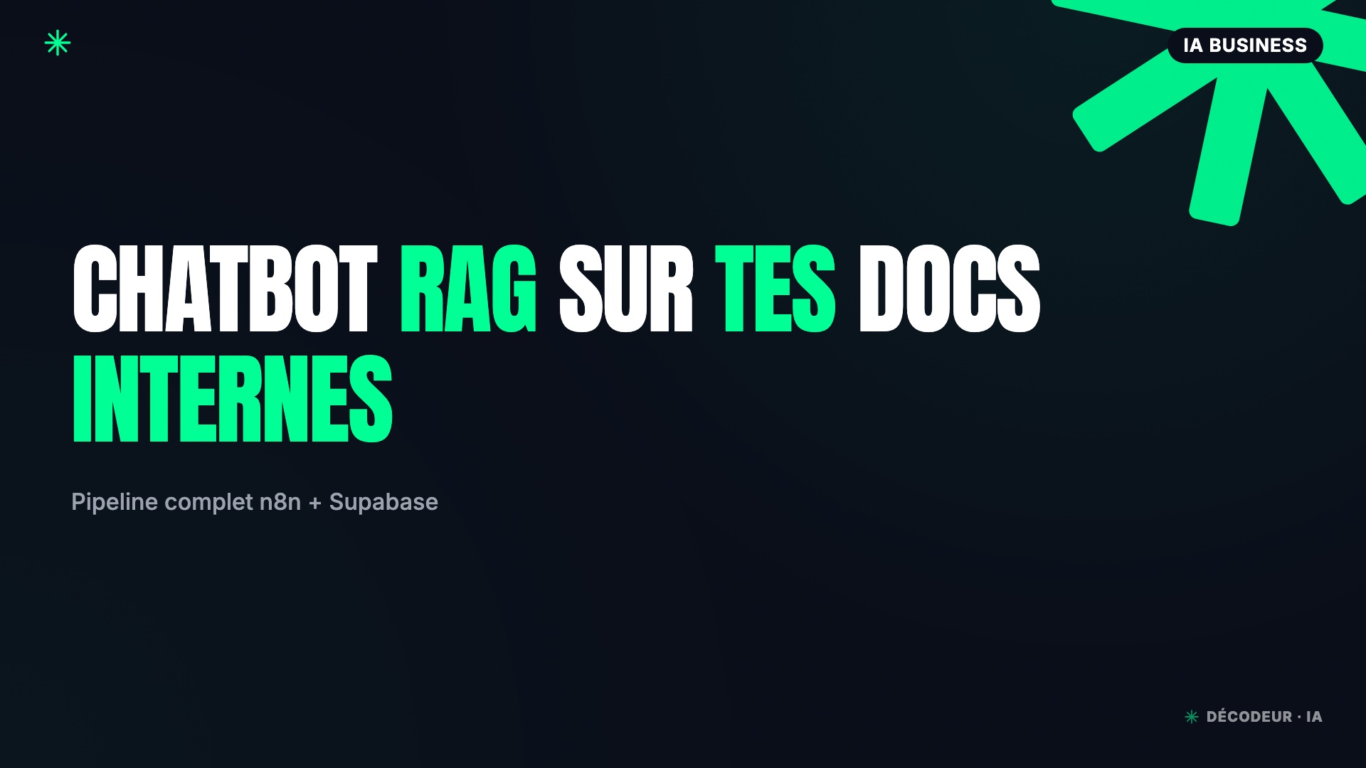 Schéma du pipeline RAG avec n8n connectant Google Drive, Supabase et Slack