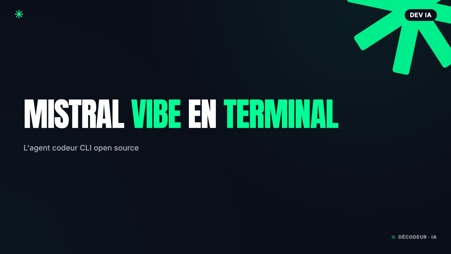Terminal affichant l'agent Mistral Vibe en cours d'exécution sur un projet