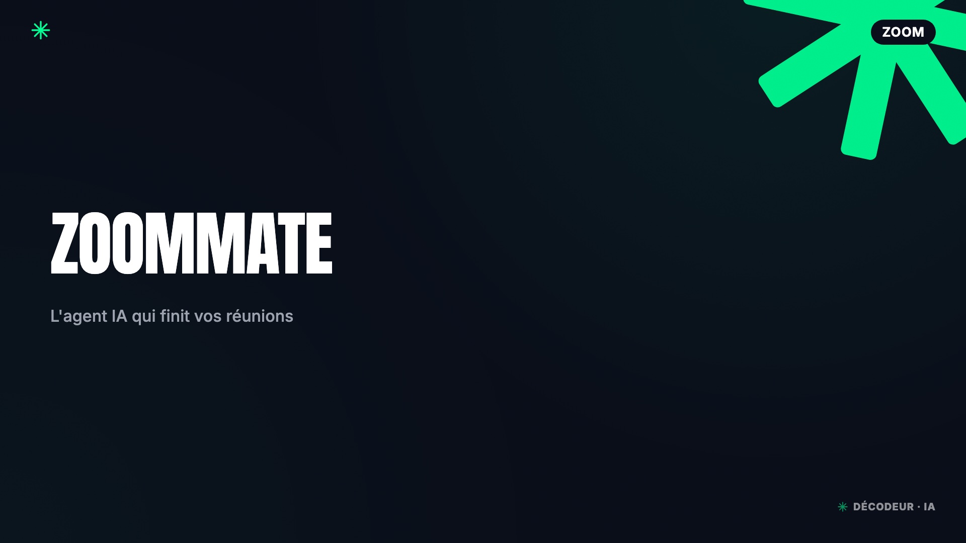 Interface Zoom ZoomMate : agent IA transformant réunions en workflows